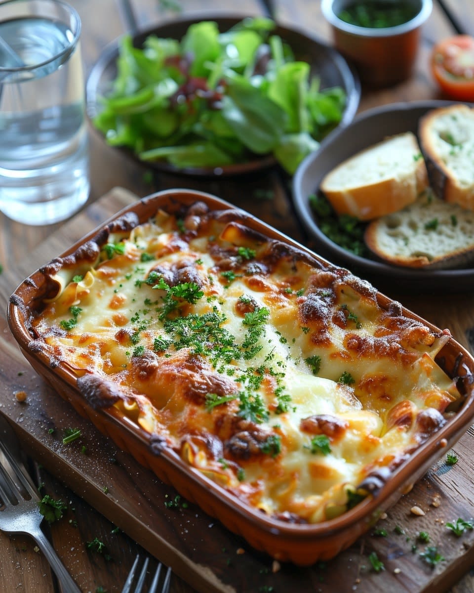 Lasaña de pollo y espinacas