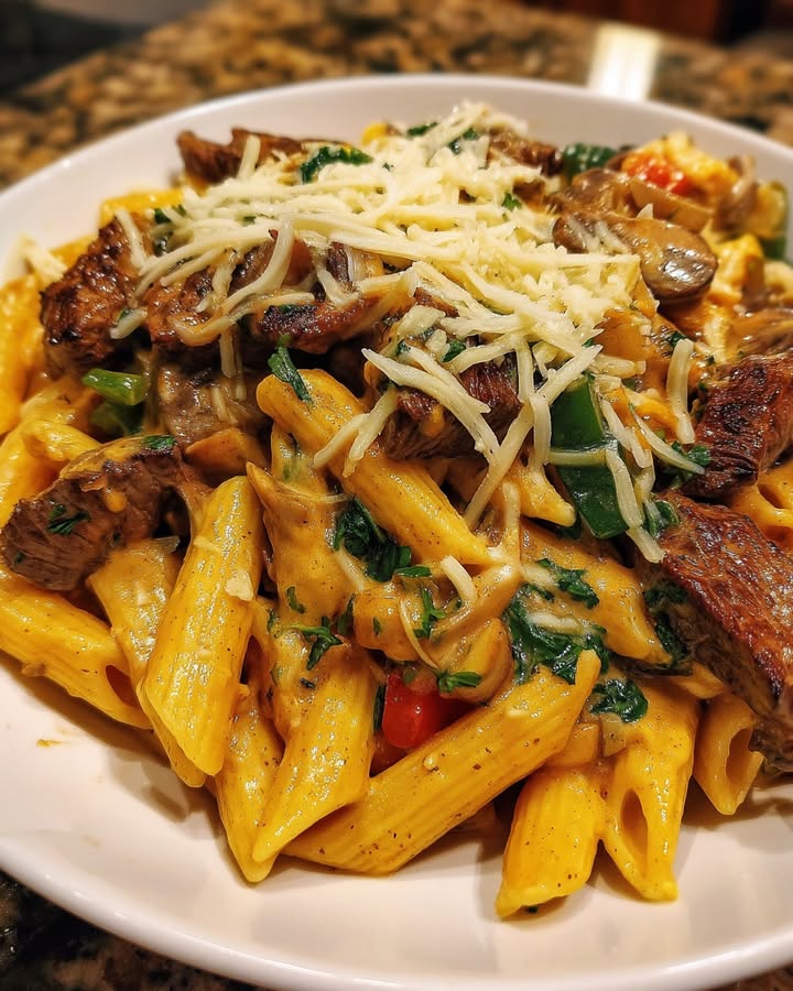 Pasta Cheesesteak Cremosa: Receta Auténtica y Sabrosa