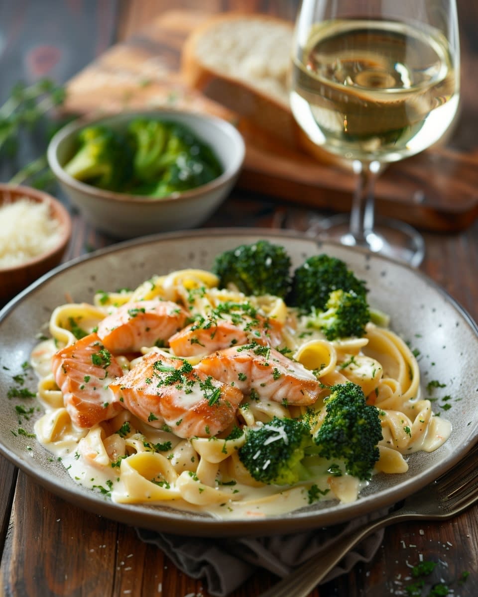 Pasta con salmón y nata