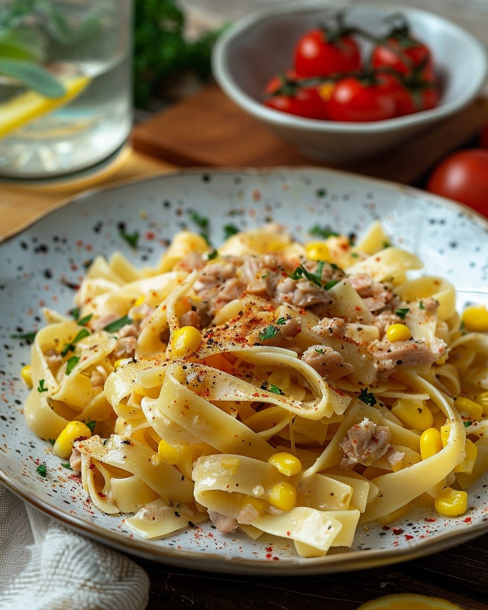 Pasta fría con atún y maíz