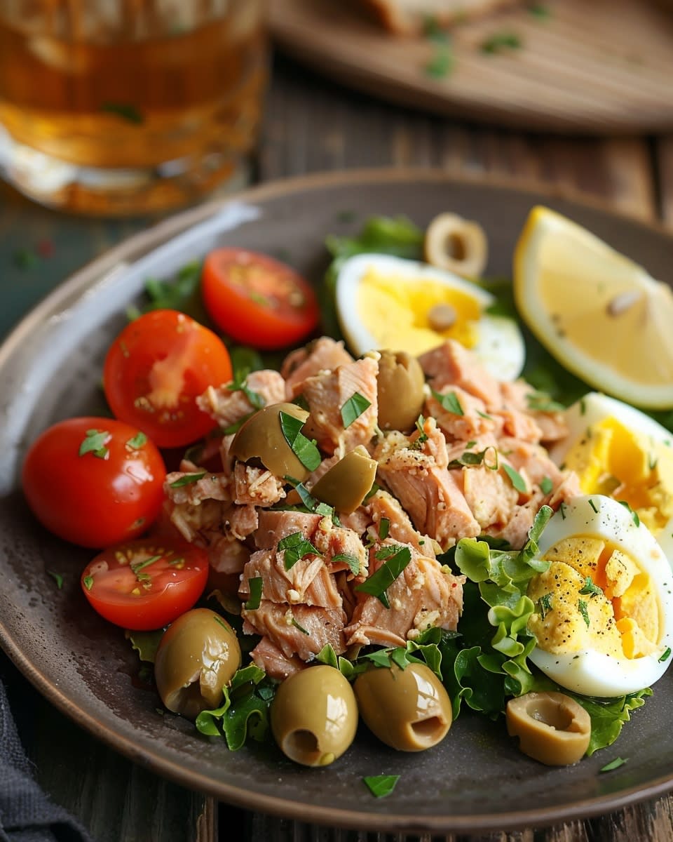 Ensalada de atún con huevo
