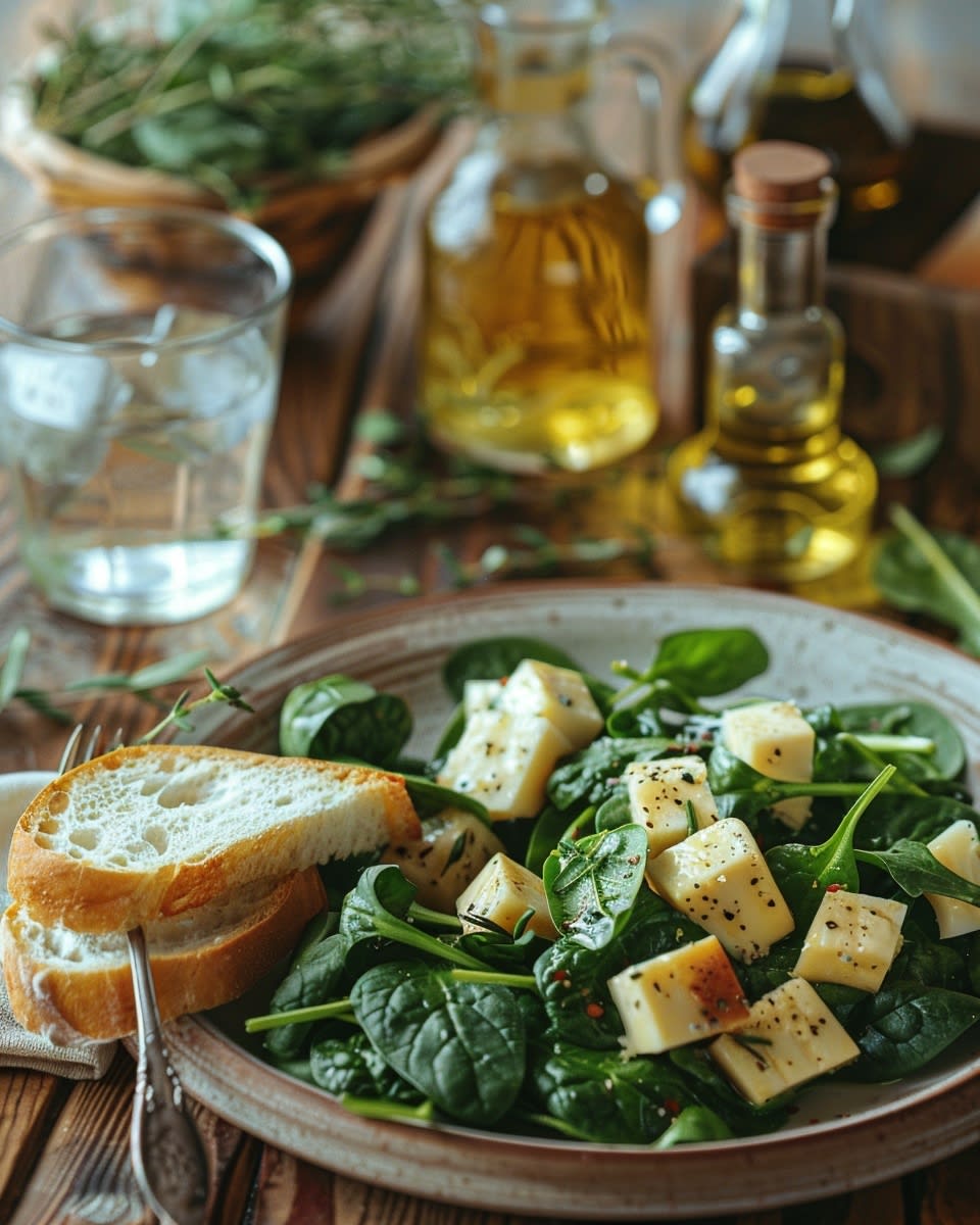 Ensalada de espinacas con queso