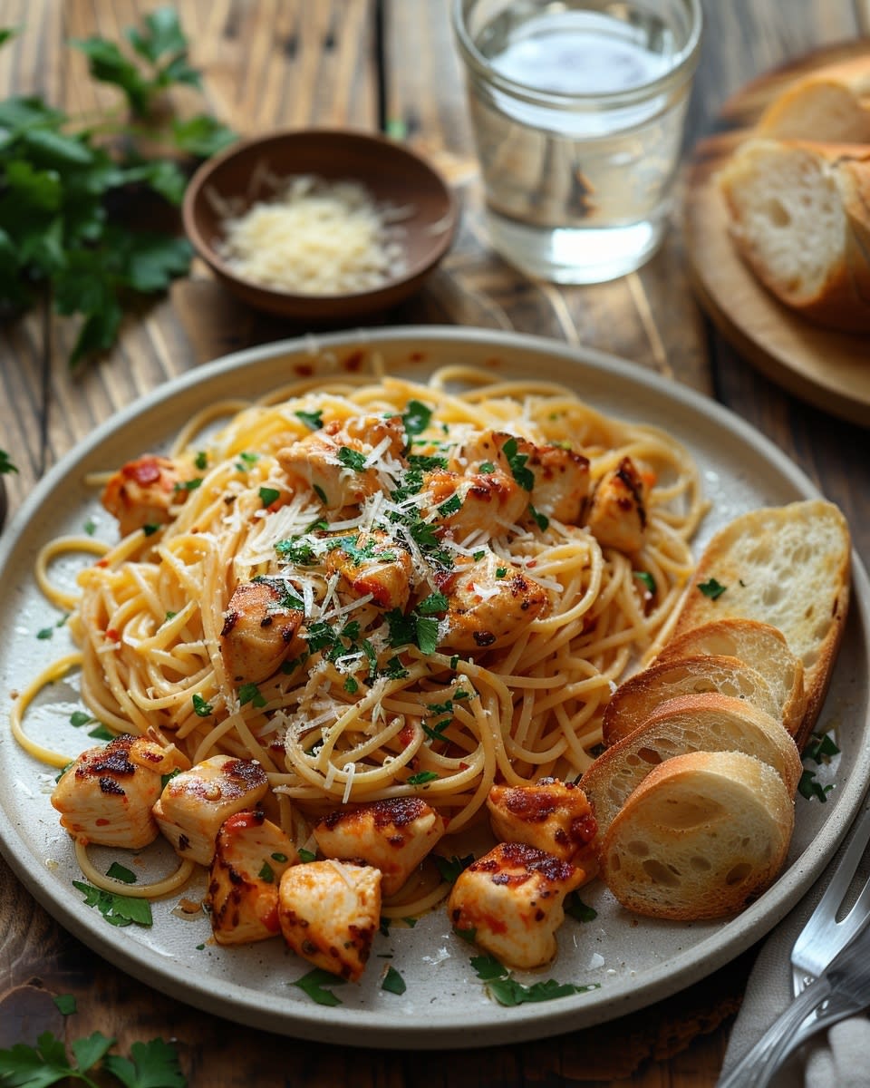 Espaguetis con pollo