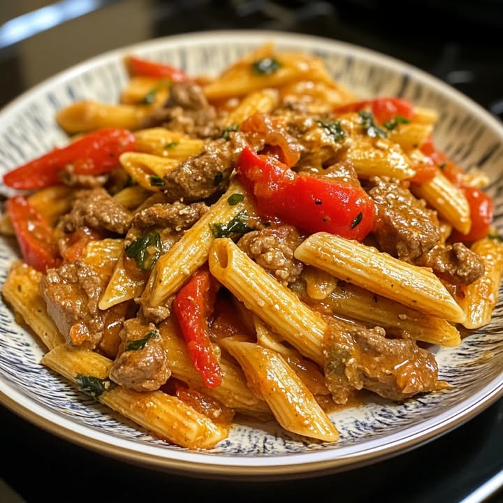 Pasta Carne Pimientos Asados: Receta Fácil y Sabrosa