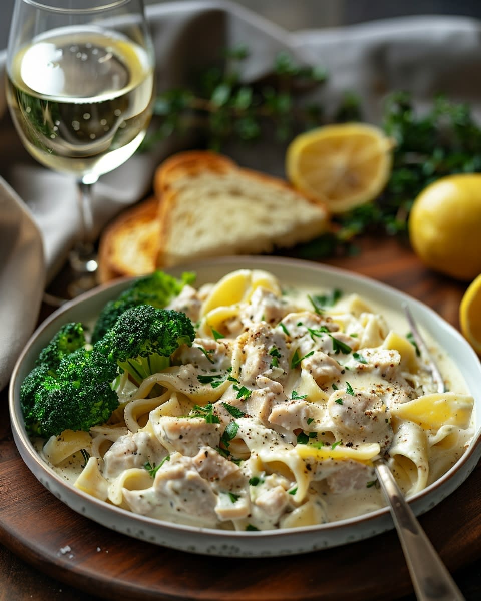 Pasta con atún cremosa