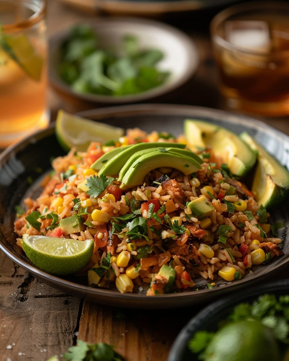 Ensalada de arroz con maíz