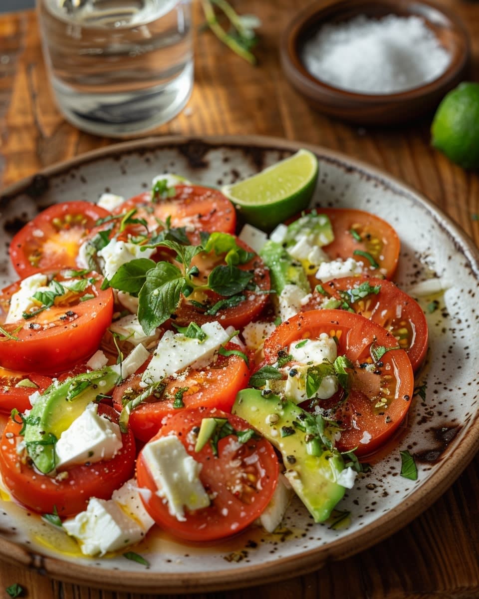 Ensalada de tomate con queso fresco