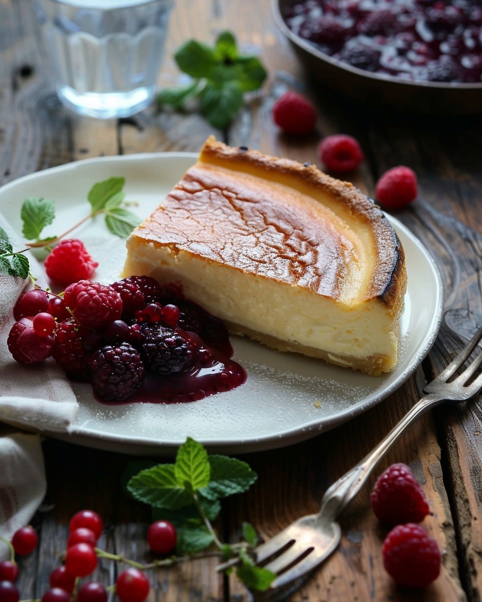 Tarta de queso con frutos rojos