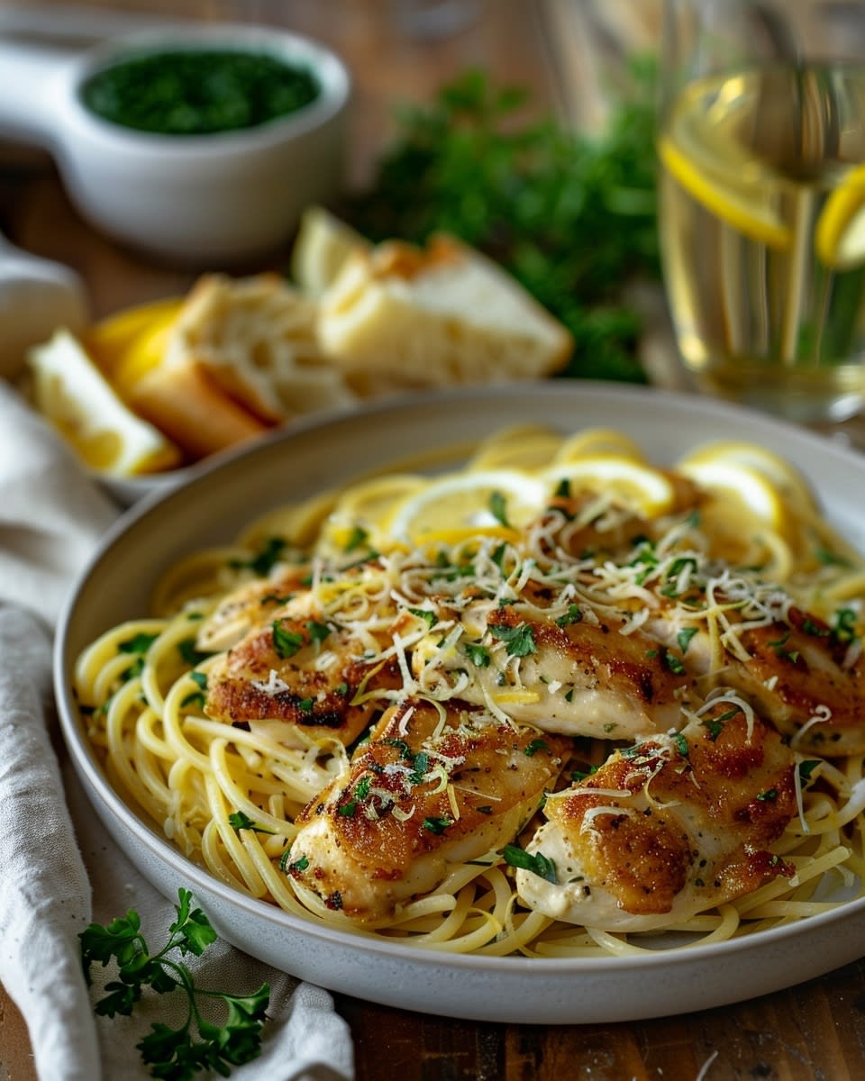 Espaguetis con Pollo al Limón: Receta Fácil y Deliciosa