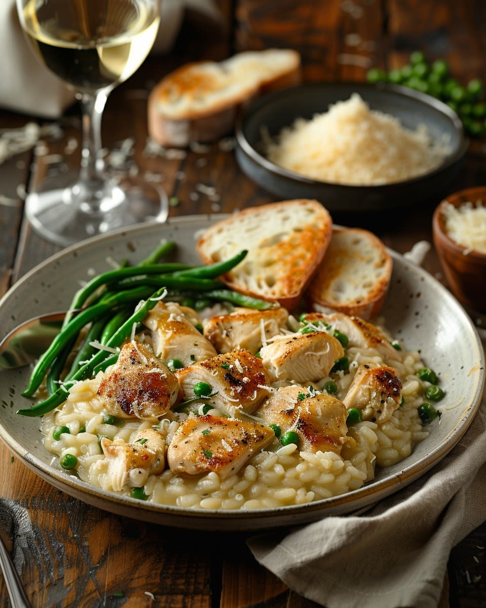 Risotto con Pollo y Champiñones: Receta Cremosa y Sabor Inigualable