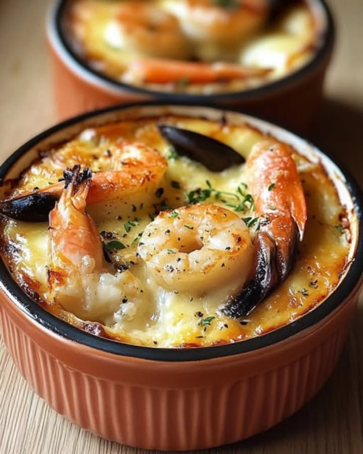 Cassolette de Mariscos Gratín: Receta Cremosa y Elegante